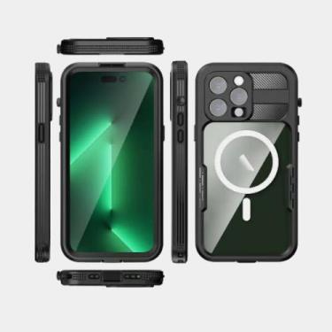 Imagem de Capa impermeável para celular, capa de mergulho à prova d'água à prova de choque preta, capa de telefone (iPhone 14)