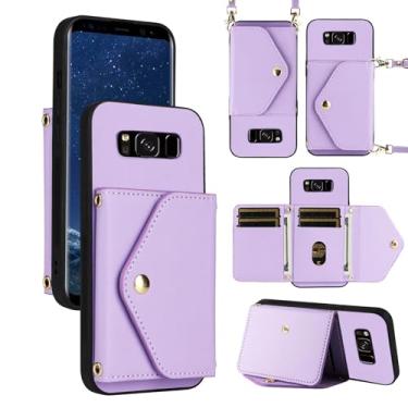 Imagem de Dswteny Capa carteira para Samsung Galaxy S8 Plus com alça de pulso, alça de ombro, suporte de cartão de crédito de couro PU, acessórios para celular para S8plus S 8 8plus 8S Edge S8+ SM-G955U