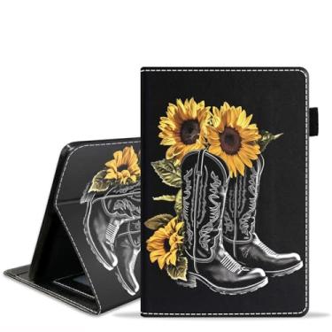 Imagem de stmedazm Capa para tablet Amazon Fire Max 11 (11 polegadas, 13ª geração, versão 2023), capa de couro PU premium com suporte para despertar/hibernar automaticamente - botas de cowboy ocidentais com