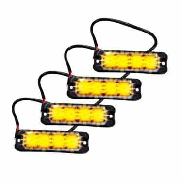 Imagem de Kit 4 Estrobos Led Âmbar 12v Polícia Som Carro Moto Van - Terratto