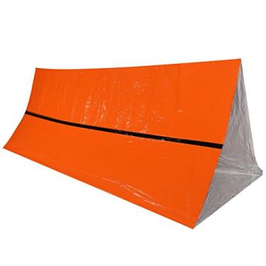 Imagem de Tenda de Sobrevivência Térmica, Altamente Reflexiva e à Prova D'água, Reflete a Maior Parte do Calor Corporal, Emergência, Atividades Selvagens, Feita de Material PE, Laranja