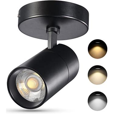 Imagem de VANoopee Holofote de teto regulável de 3 cores, montagem embutida, refletor ajustável, refletor direcional, luzes de LED para ambientes internos, luminárias brilhantes para sala de estar, quarto - CRI90 36° sem cintilação 20W 2000lm preto