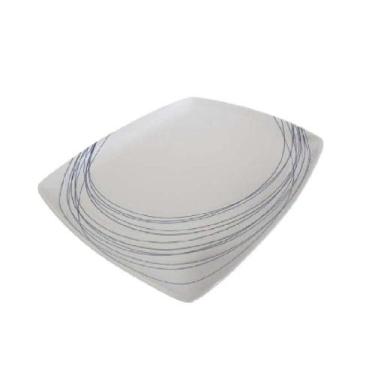 Imagem de Travessa Rasa Retangular de Porcelana Italiana Jantar Branco detalhe A