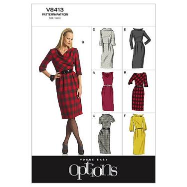 Imagem de VOGUE PATTERNS Vestido feminino V8413, tamanho B5 (8-10-12-14-16)