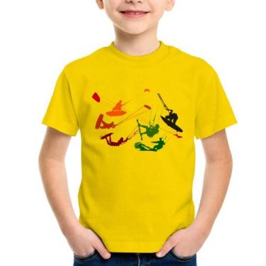Imagem de Camiseta Infantil Kite Surf Freestyle - Foca na Moda, Amarelo, 14