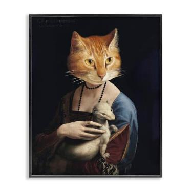 Imagem de Stupell Industries Retrato histórico gato preto emoldurado giclée arte de parede design por Alicia Longley, 61 x 76