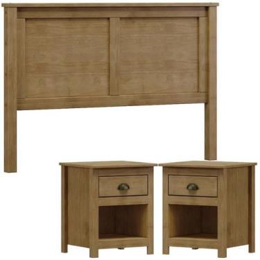 Imagem de Cabeceira Queen e 02 Mesas Cabeceira Madeira Maciça Freijo Milani Stor