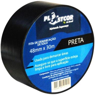 Imagem de Fita de Demarcação Adesiva 48mm x 30m Preto Plastcor