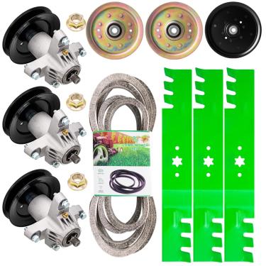 Imagem de TENGMUJX Kit de eixo de convés de 137 cm para MTD Cub Cadet RZT L54KH L54KW S54 Cortador de grama zero (3) Eixo 618-05137(3) Lâmina 742-0677 (2) Idler 753-08171(1) Idler 756-044 511B 1) Be lt