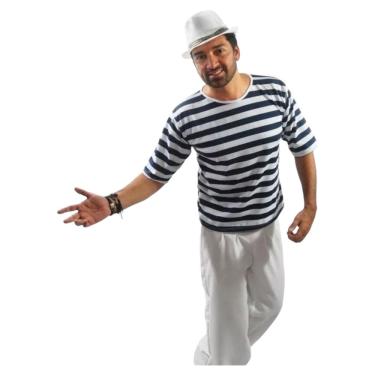 Imagem de Fantasia Completa Malandro Adulto Sambista Carnaval Festa de Boteco Botequim Camisa Listrada Malandrinho Samba Gafiieira