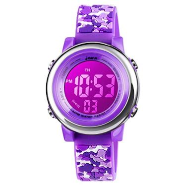 Imagem de cofuo Relógio esportivo digital infantil à prova d'água para meninas e meninos, relógios elétricos de LED para esportes ao ar livre com alarme luminoso, cronômetro, relógio de pulso infantil de 3 a 12