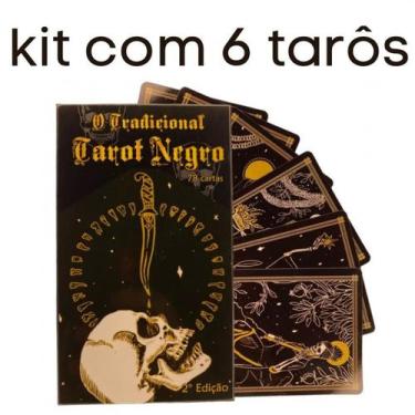 Imagem de Kit 6 Baralhos O Tarot Negro 78 Cartas com Manual - META ATACADO