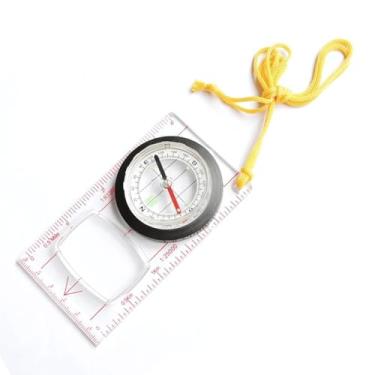 Imagem de Bússola de Navegação com Régua Transparente, Cordão Amarelo, Base em Acrílico