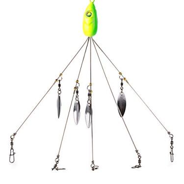 Imagem de Bait de pesca de guarda -chuva 18g Grupo de lantejoulas rotativas 5 Armas Rig Group Bait para água de água salgada de água doce Material de metal Abs 19cm 1pcs