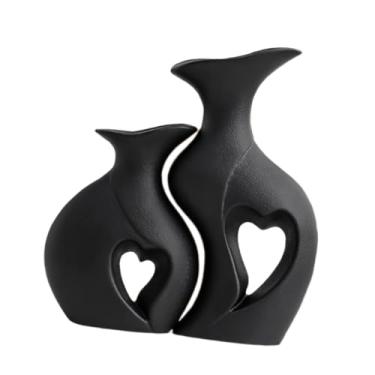 Imagem de IEUDNS Vasos de resina 2x Vasos decorativos Presente romântico Decoração de casa Moda Arranjo de flores Recipiente de planta para sala de estudo da sala, Preto