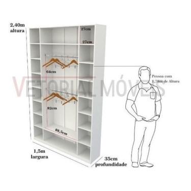 Imagem de Armário Colmeia Cabideiro M5 Mdp Closet Expositor Roupeiro