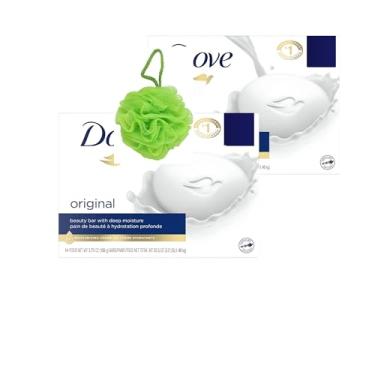 Imagem de ODWIRA Pacote com 2 sabonetes Beauty Bar, limpador suave para a pele, hidratante, sabonete em barra original, esponja esfoliante para sabonetes Dove Bar, 106 g.