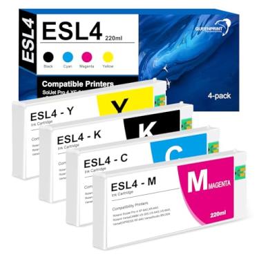 Imagem de QUEENPRINT High speed printing Cartucho de tinta ESL4 compatível com Roland ECO-SOL MAX 2 220 ml, cartuchos de tinta ESL4 ESL4-C ESL4-M ESL4-M ESL4-Y ESL4-BK, pacote com 4 (preto, ciano, magenta