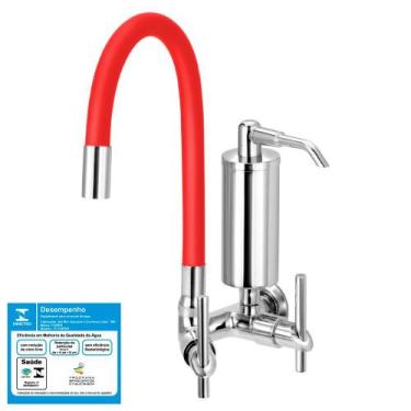 Imagem de Torneira Gourmet Colors Vermelha Filtro Cozinha Parede C61 - Furkin