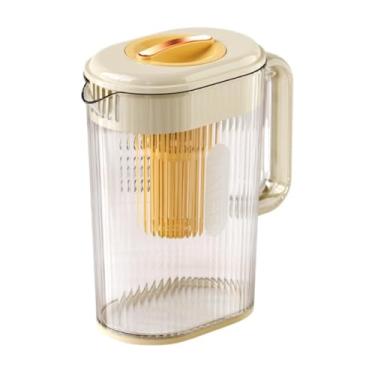 Imagem de Ioensy Jarra de água, bebida de jarro de água arremessador de fruta com filtro retrátil para cozinha, chá gelado, bebidas, leite, Amarelo