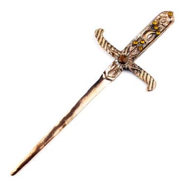 Imagem de Athame Metal Cobre Envelhecido 19 cm Pedras Amarelas - Lua Mística - 1