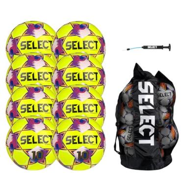 Imagem de SELECT Bola de futebol Numero 10, pacote de 8 bolas com bolsa esportiva e bomba de mão, amarelo/azul/vermelho V25, tamanho 5