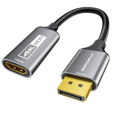 Imagem de SWITCHFLUX Adaptador DisplayPort para HDMI | Conversor DP unidirecional para HDMI 4K @60Hz, 2K @120Hz, macho para fêmea, compatível com HP, Dell, AMD, NVIDIA, laptops, desktops e monitores