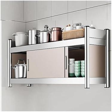 Imagem de Armário De Parede De Cozinha De Aço Inoxidável, Armário De Armazenamento De Montagem Na Parede, Prateleira De Armário Resistente Com Portas Deslizantes Para Restaurantes Hotéi, Gold, 100x35x40cm