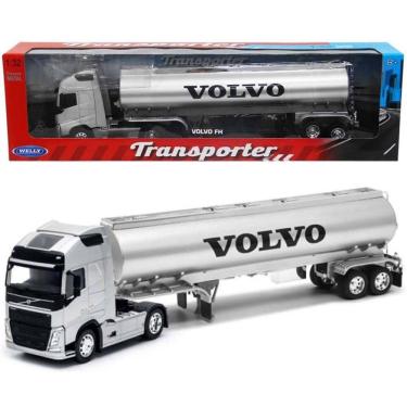 Imagem de Miniatura Welly Caminhao Volvo FH 4x2 C/ Tanque Transporter 1/32 Die-Cast Prata