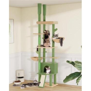 Imagem de Cat Tree Aechonow do chão ao teto 220-274 cm com poleiro e condomínio