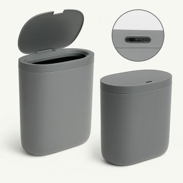 Imagem de Lixeira Tampa Abertura Inteligente Slim Plástico Capacidade de 14 Litros Para Cozinha Banheiro Escritório