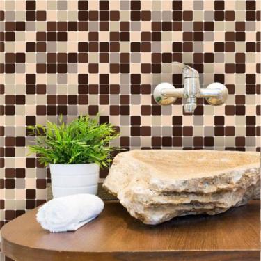 Imagem de Papel de Parede Autocolante Pastilhas Bege e Marrom 250 - Inove Papéis