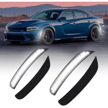 Imagem de AILEO Luzes marcadoras laterais de LED premium para Dodge Charger 2015-2023, lentes fumê dianteiro e traseiro, LED branco, fácil instalação, 4 peças