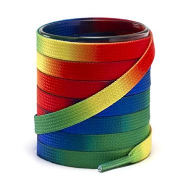 Imagem de Sapatilha Shoemate estilosa com cadarços para tênis fashion e tênis de skate com 4 agulhas de sapatos, Rainbow, 54"(137cm)