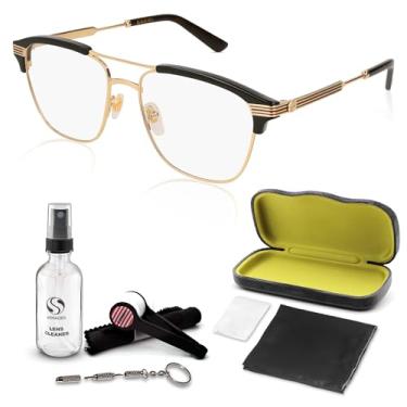 Imagem de Gucci GG0241O Óculos modernos de designer com armação retangular de metal elegante com kit eSHADES de luxo - Abrace a sofisticação e a elegância, Ouro/ouro, 54mm