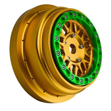 Imagem de BeaxTurbo Racing Upgrade Parts CNC Aluminum Bead Lock Wheel for Losi Super Baja Rey SBR 2.0 1/6 1pcs Gold (Gold-Green)