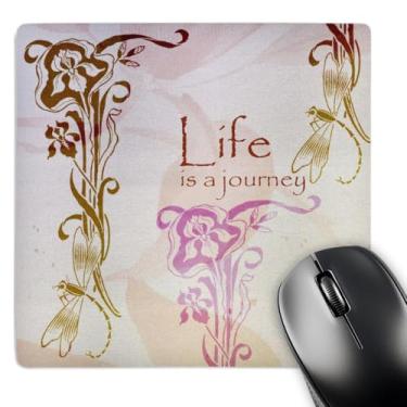 Imagem de 3dRose Mouse pad LLC 20 x 20 x 0,25 Life is a Journey Dragonfly and Irises (mp_79295_1)