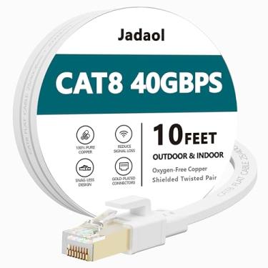 Imagem de Cabo Ethernet Cat 8 de 3 metros, 26 AWG de alta velocidade para serviço pesado RJ45, cabo de remendo Cat8 LAN banhado a ouro 40 Gbps 2000 MHz, rede interna, externa e à prova de intempéries S/FTP resistente a UV para roteador/modem/jogo/interruptor