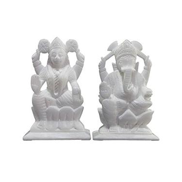 Imagem de StonKraft - 17,78 cm (tamanho grande) - Ídolo Ganesh Laxmi - Mármore Pooja Puja Lord Ganesh Ganesh Ganpati Ganesha Laxmi Lakshmi Ídolo, Estátua, Murti