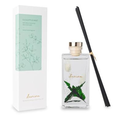 Imagem de Aeviva Conjunto difusor de palheta, difusor de óleo perfumado de menta de eucalipto de 150 ml, fragrância doméstica com palitos de palheta de algodão para quarto, escritório, decoração de prateleira