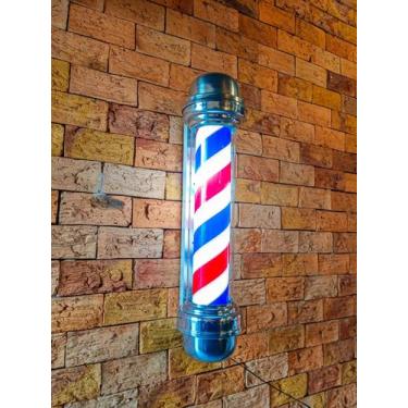 Imagem de Barber Pole Poste de Barbeiro 80cm Giratório Sem Globo Colorido Megan 