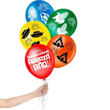 Imagem de Balão Festa Junina Pacote com 20 Balões 8 Polegadas Decoração São João Arraiá Fogueira
