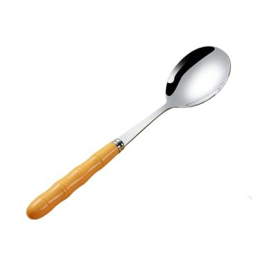 Imagem de 4 peças - Colher de aço inoxidável caseira fofa e espessa para casa - Colher redonda [amarelo vitalidade]