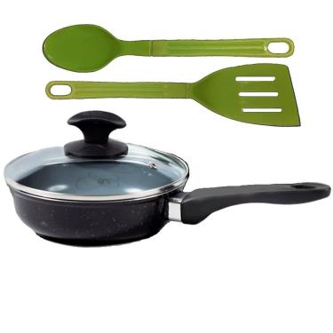 Imagem de Frigideira Preto Liso Antiaderente Cerâmica Talher 04 Cb24cm