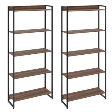 Imagem de Kit 2 Estantes Escritório 5 Prateleiras 186x80cm Nogal