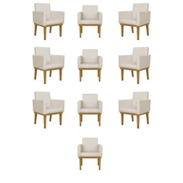 Imagem de Kit 10 Cadeiras Decorativa Reforçada Oferta Courino Balaqui Cor:courino Bege