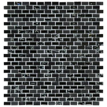 Imagem de Pastilha Mesclada De Vidro 28,6 X 31,2Cm Strip Glass Mosaic (Placas) Preto