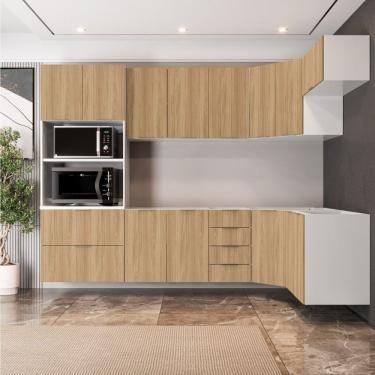 Imagem de Cozinha Modulada 7 Peças Sem Tampo 3 Aéreos 3 Balcões E Torre Quente Ipanema Amadeirado