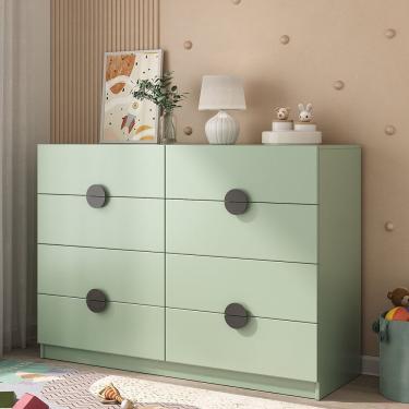 Imagem de Cômoda Infantil 8 Gavetas Joy Kids Cabecasa Madeiramadeira Verde