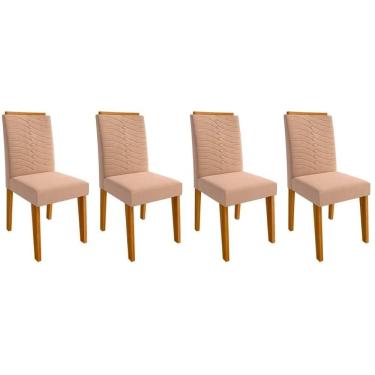 Imagem de Cadeira Sala De Jantar Clarice Kit 4 Un Nature-suede Nude Bege - Cimol